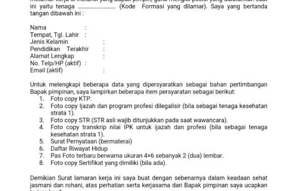 contoh Lamaran pekerjaan contoh Lamaran pekerjaan